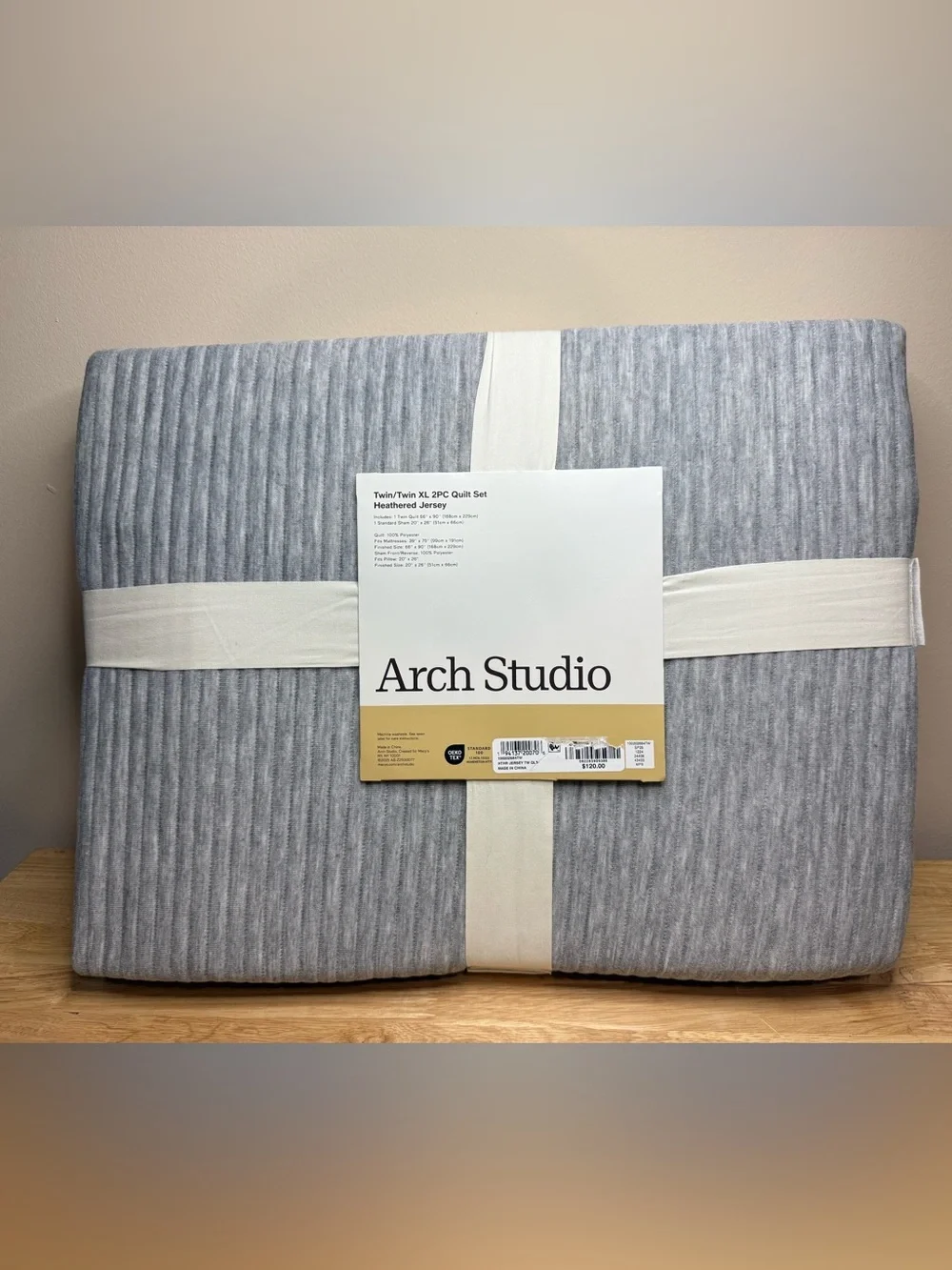 Arch Studio Jersey Quilt Set Heather Grey NWT $120